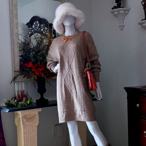 NWOT Knee Length Cable Knit Sweater Dress Size XL - Picture 1 of 6